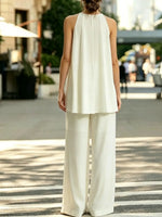 Women QuietFluid Resort Pleated Top & Wide-Leg Pants Set
