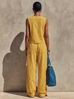 Women's Minimalist-style Striped Casual Cotton Two-piece Set