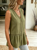 Women's Casual Solid Color V-neck Bohemian Sleeveless Top