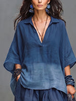 Casual & Cozy Gradient Indigo Cotton Two-piece Set