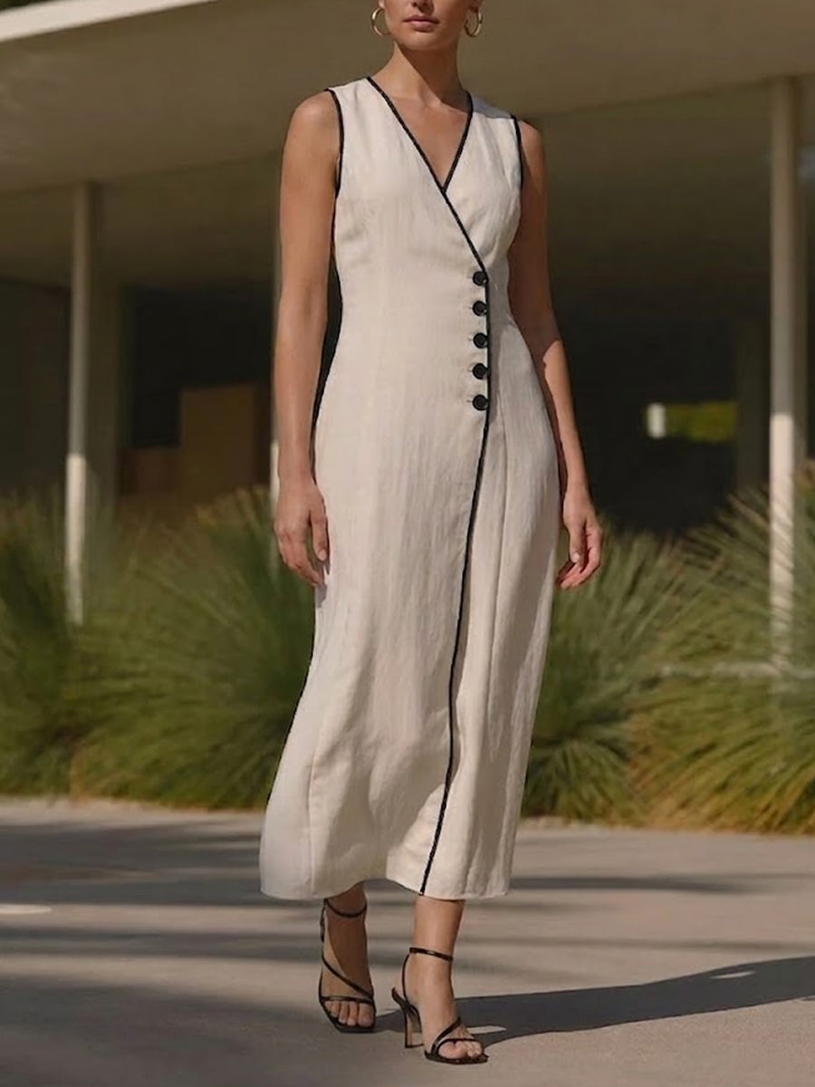 Women's Simple And Elegant Line-detail Dress