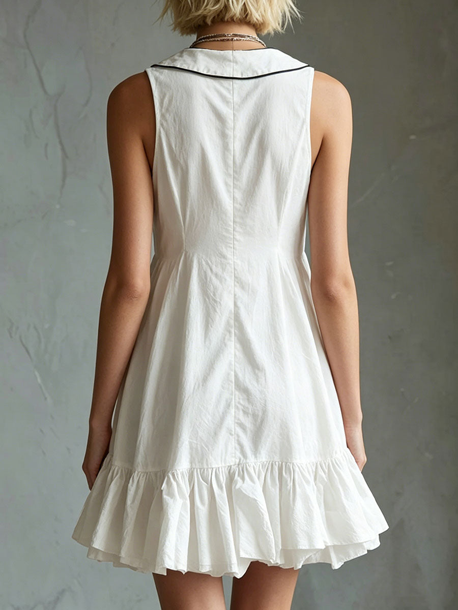 Women's Sleeveless Lapel Detail Mini Dress