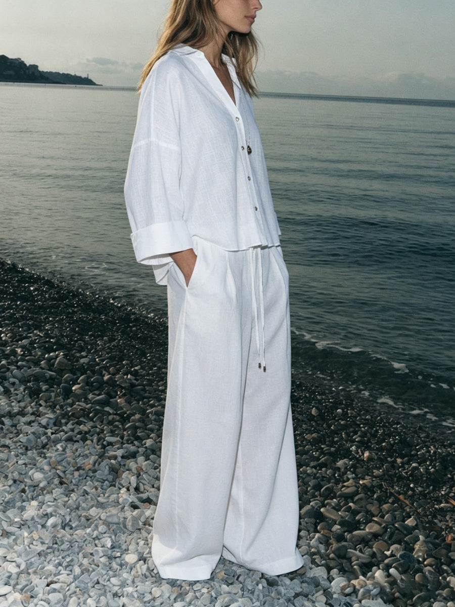 Women's Casual Simple Loose Cotton Linen Set