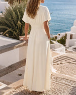 Casual Floral-print Linen And Cotton Dress