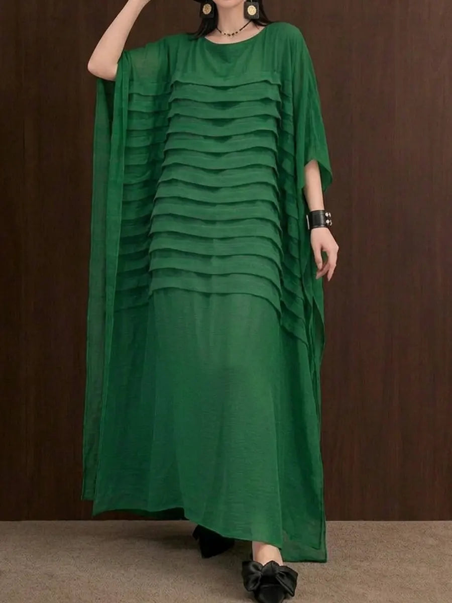 O-Neck Ankle Dress Batwing Sleeve