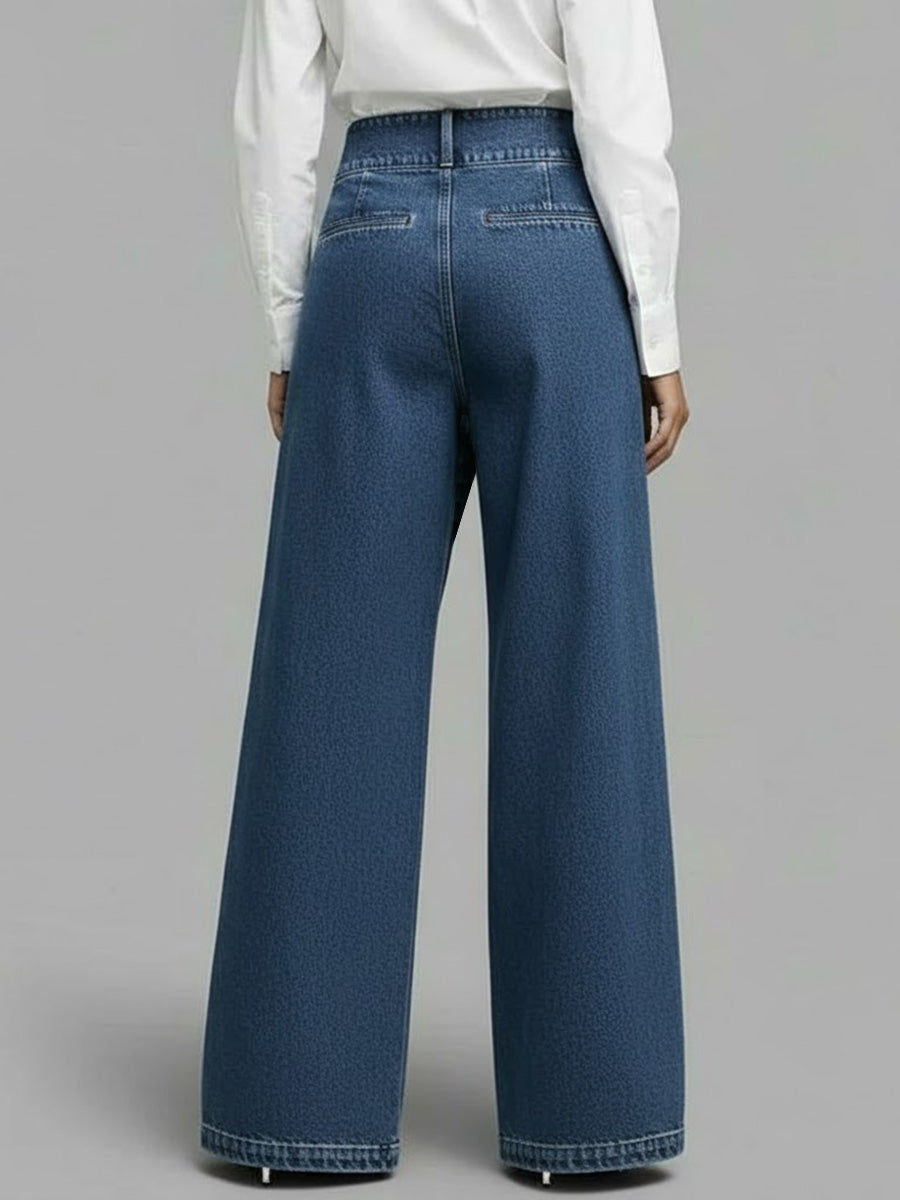 Women's High-waisted Casual Loose-fitting Wide-leg Jeans