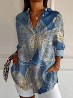 Women's Flower Art Print Casual Shirt