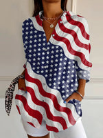 Women's 250th Independence Day Patterns Printed Casual Cotton Shirt