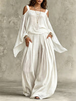 Women's Bohemian Batwing Sleeve Cotton Linen Set
