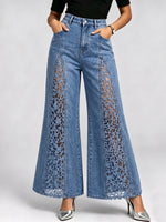 Stylish Lace-paneled Flared Jeans