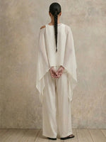 Women‘s Elegant Cutout Shoulder Batwing Sleeve Tunic & Spaghetti Strap Tank Top Two-Piece Set