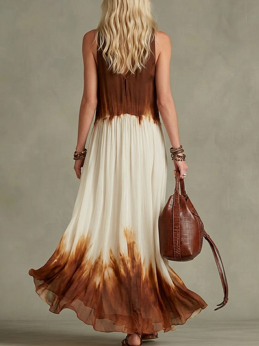 Women's V-neck Sleeveless Ombré Dress