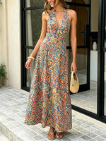 Women's Retro Floral Elegant Art Casual Sleeveless Cotton Dress