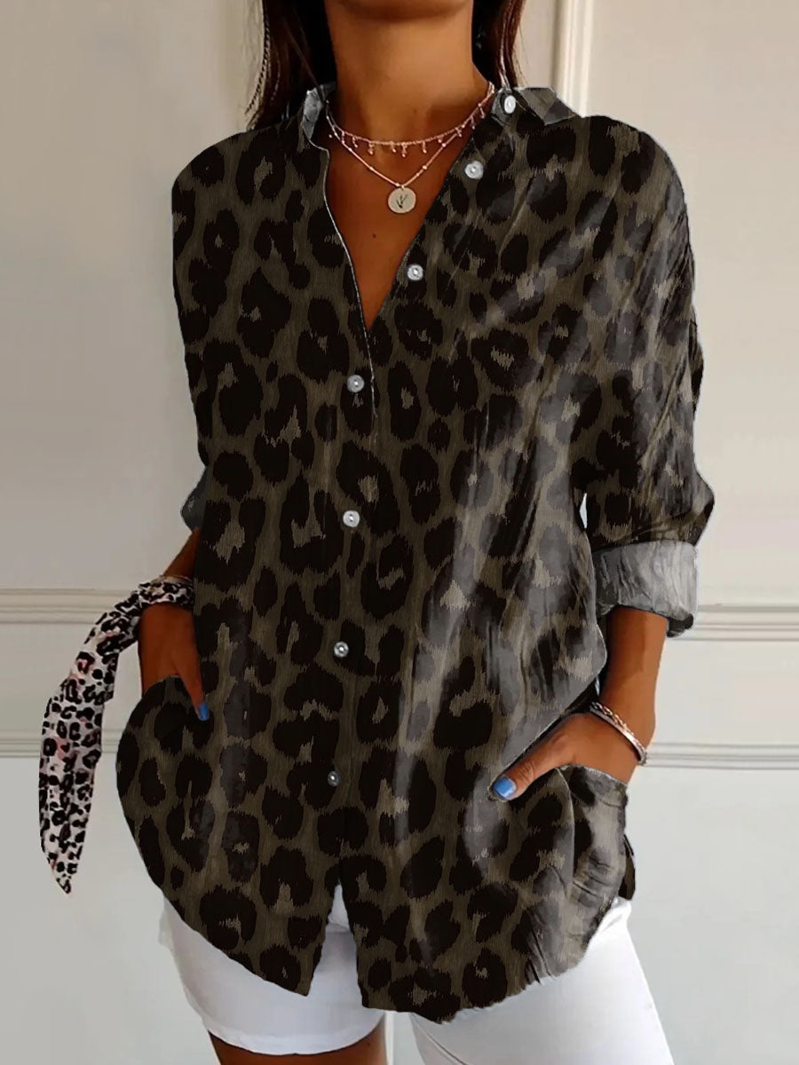 Women's Leopard Print Casual Shirt