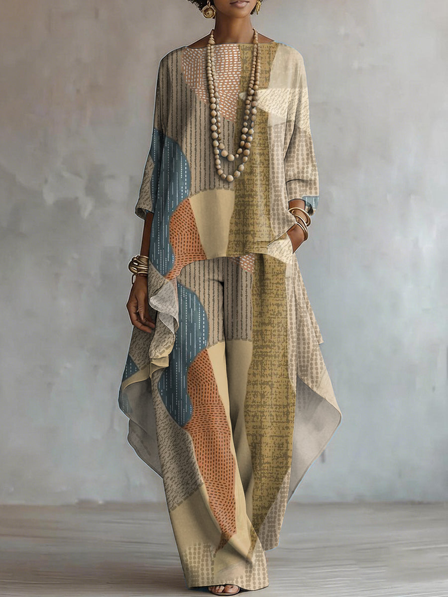 Elegant Geometry Print Two-piece Set